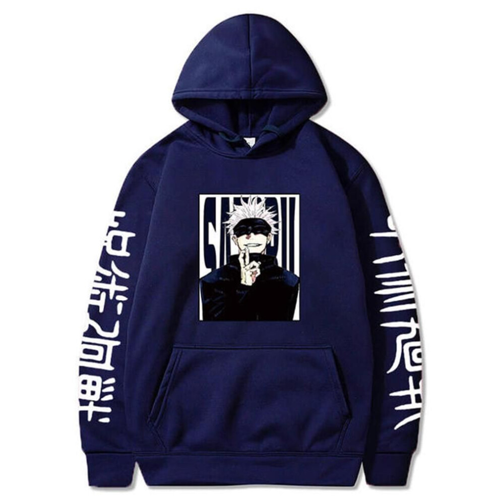 (navy blue, 3XL) Jujutsu Kaisen Hoodies Anime Harajuku Satoru Gojo Graphic Men Women Sweatshirts Pullovers Casual Long Sleeves Streetwear Tops