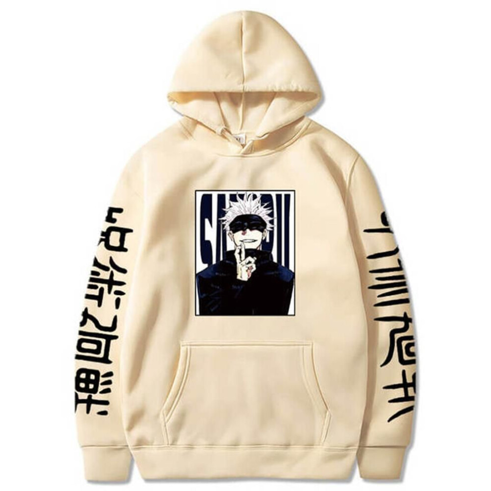 (beige, L) Jujutsu Kaisen Hoodies Anime Harajuku Satoru Gojo Graphic Men Women Sweatshirts Pullovers Casual Long Sleeves Streetwear Tops