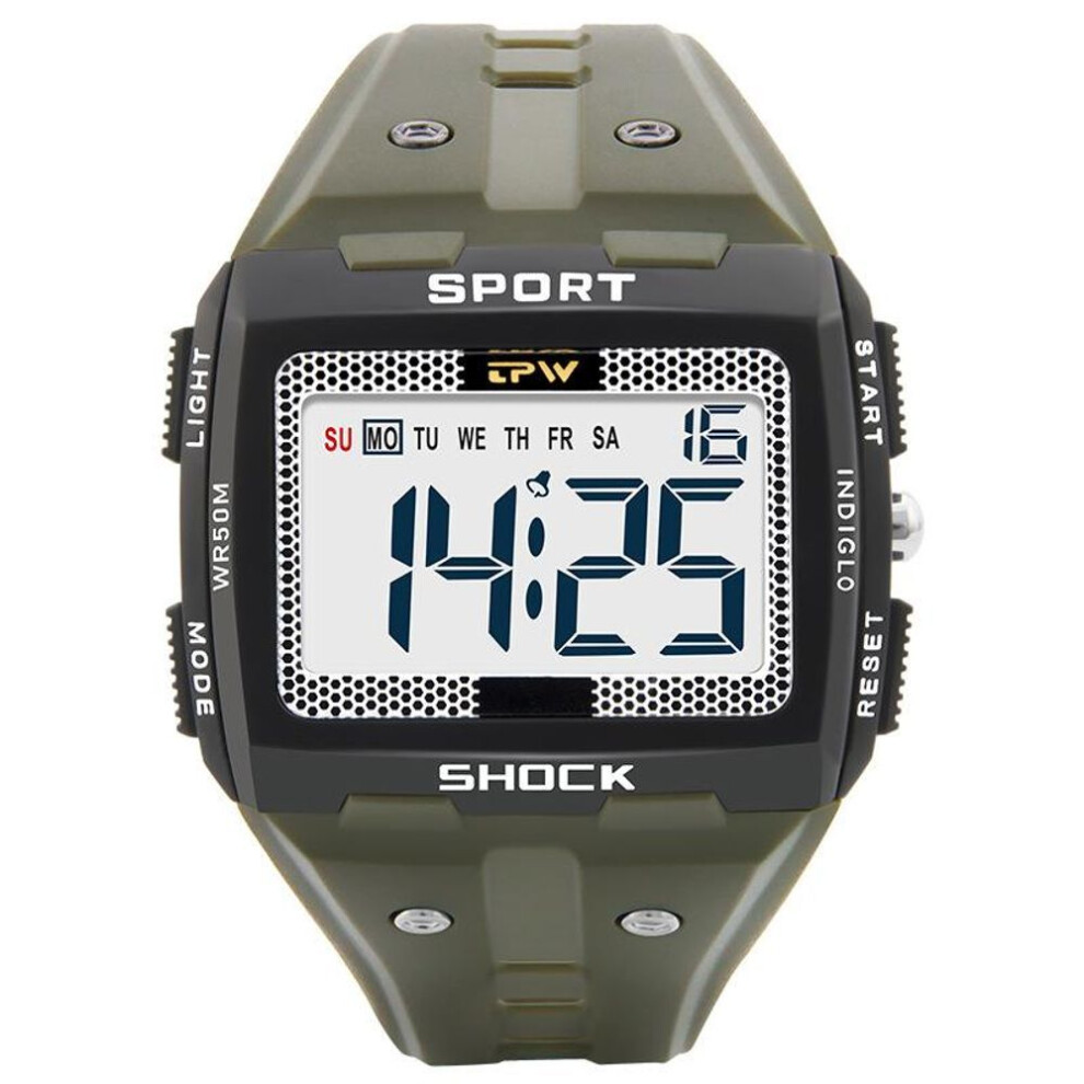 (grey) Digital Watch Outdoor Sport Watch 50M Waterproof Swimming Wristwatch LED Men Watch