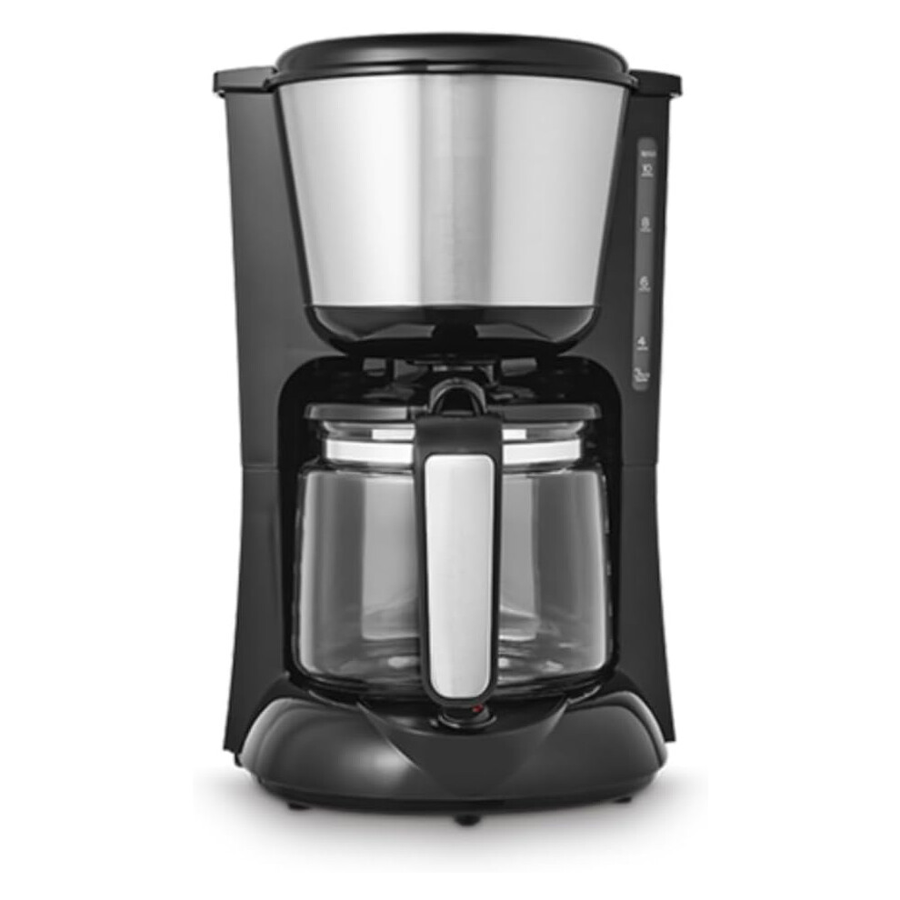 (Brushed Steel) Coffee Maker for Instant Coffee, Pour Over Technology, 10 Cup, Anti Drip, Reusable Filter, Keep Warm, Aroma Blender, Black/Brushed Steel