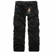 (Black, 29) Mens Army Cargo Trousers Multi Pockets Pants