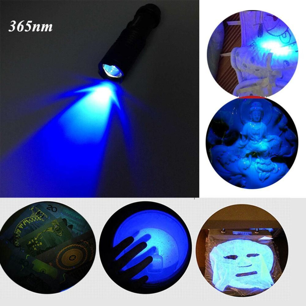 365nm Aa Battery Uv Led Flashlight Purple Torch Light Ultra Violet Lamp Ultraviolet Blacklight For Money Checker Detection