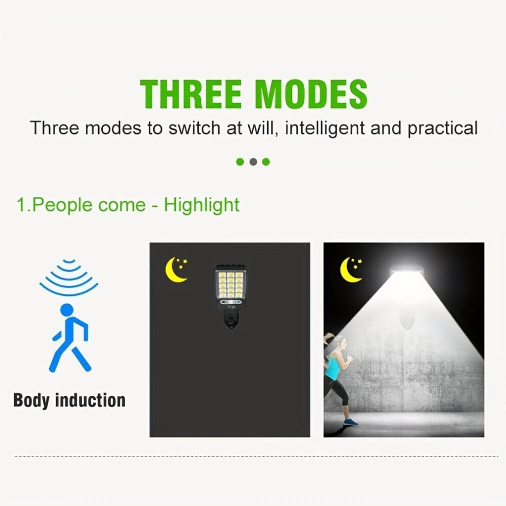 (2Pcs) Solar Street Lights Outdoor, Solar Lamp With 3 Light Modes Waterproof Motion Sensor Security Lighting For Garden Patio Path Yard