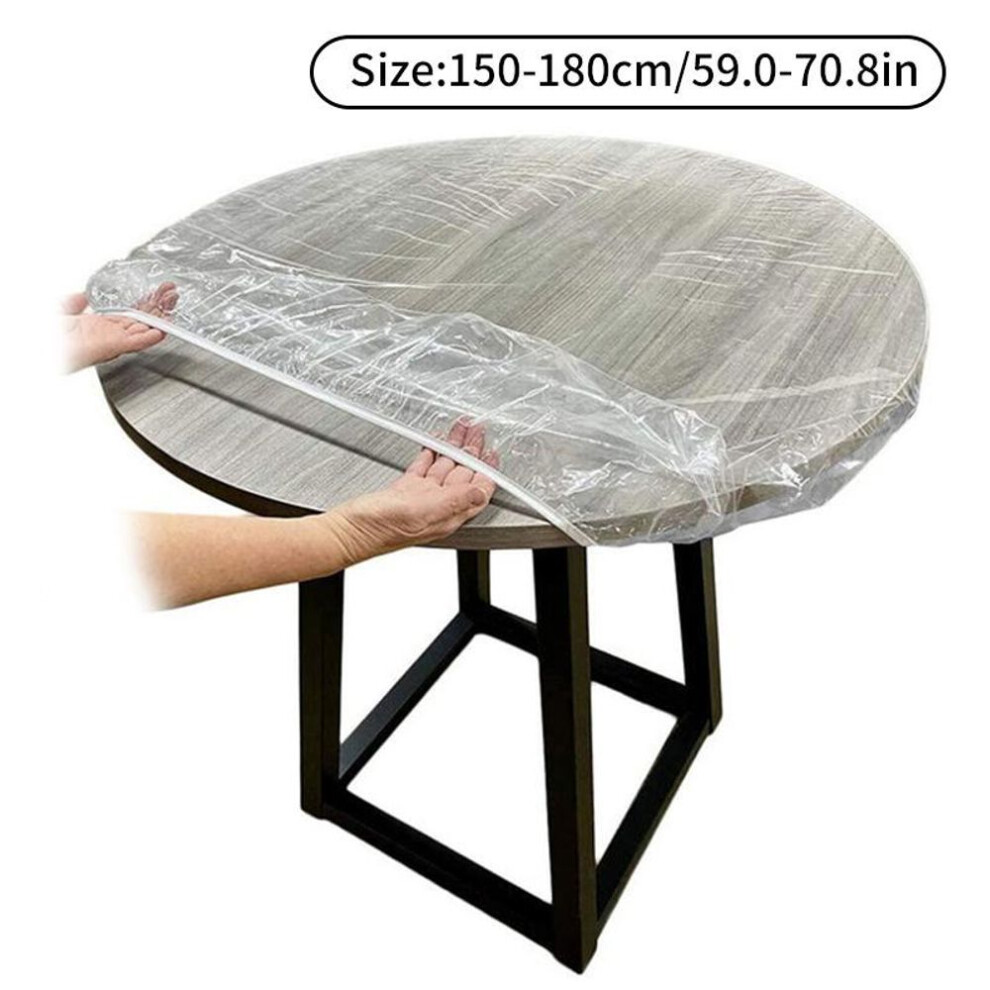 (XL) Vinyl Fitted Round Tablecloth Transparent Soft Glass Table Mat Waterproof Anti-scald Oil-free Plate Living Room Kitchen Tablemat