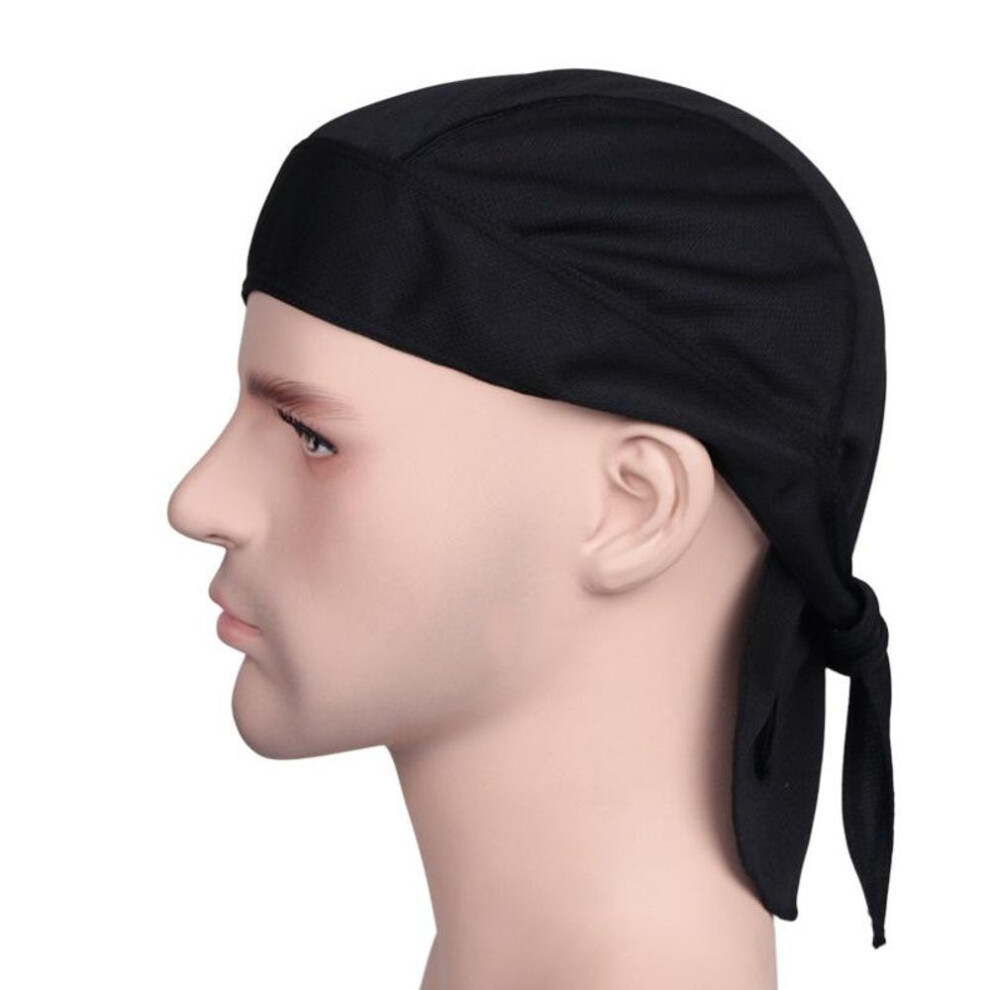 (black) Cycling Bandana Cap Uv Protection Sweat Wicking Head Wrap Pirate Hats For Men And Women