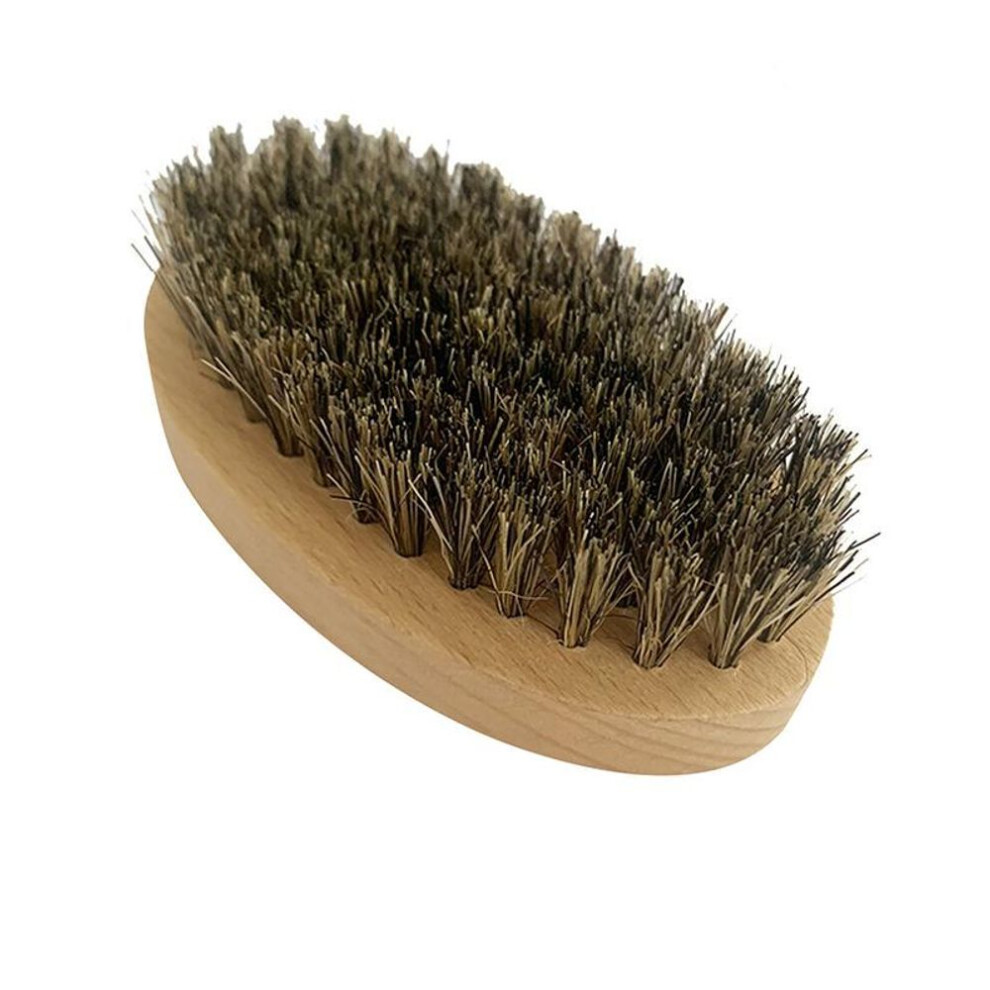 (as the picture) New Natural Boar Bristle Beard Brush Moustache Wood Round Handle Mens Beard Brush Oval Wooden Comb