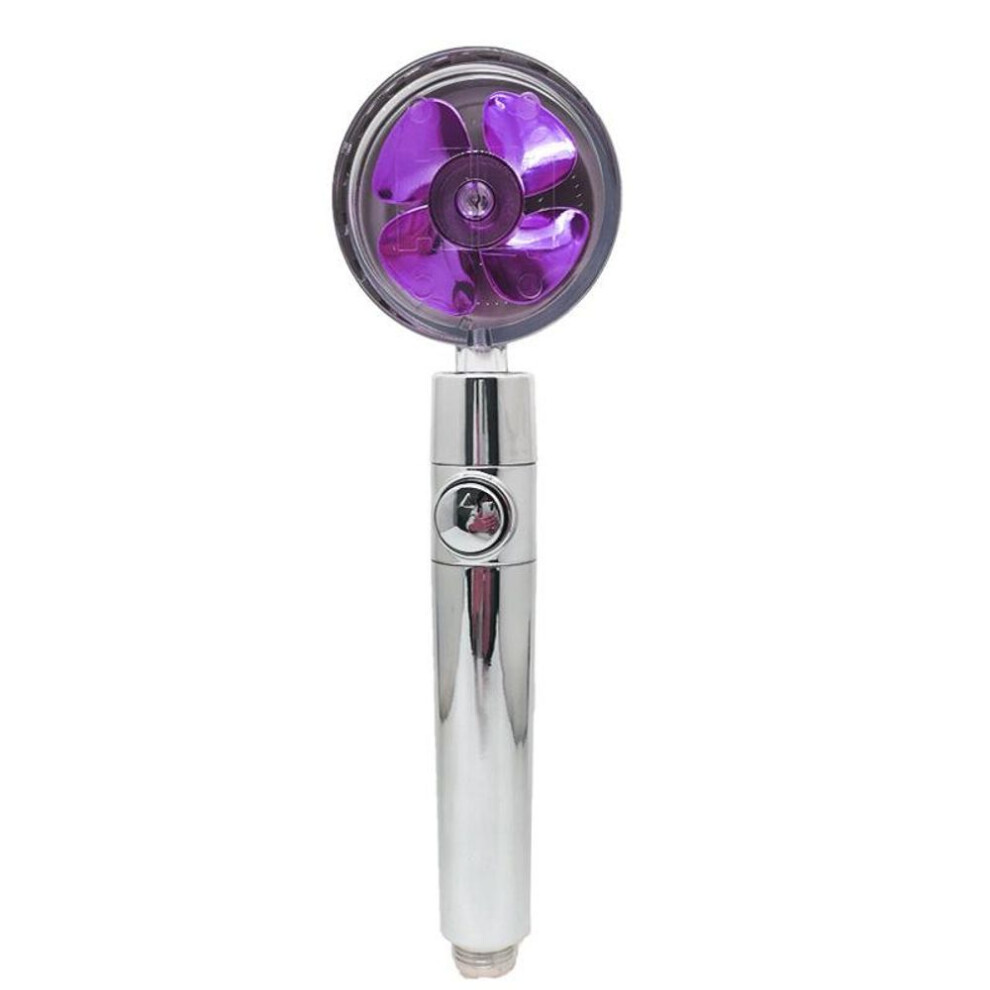 (purple) 360-degree Rotating Shower Head With Small Fan, Water-saving Flow, Abs Rain Spray Nozzle, High Pressure - Bathroom Accessories