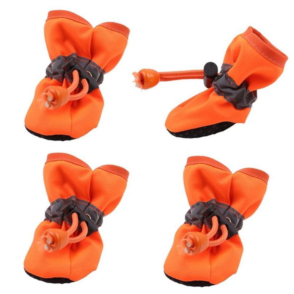 (orange, L) 4pcs Waterproof Spring Summer Autumn Pet Dog Shoes Footwear For Small Cats Dogs Puppy Foot Cover