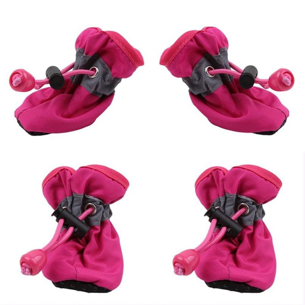 (rose red, S) 4pcs Waterproof Spring Summer Autumn Pet Dog Shoes Footwear For Small Cats Dogs Puppy Foot Cover