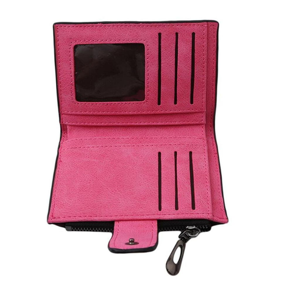 (rose red) Women Useful Clutch Wallet Short Hasp Mini Money Bag Purse Card Holder