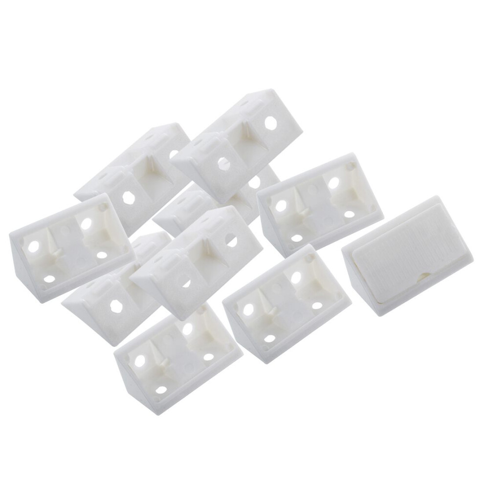 Furniture Cabinet Fastener Corner Braces Angle Brackets White 10Pcs 4762215905315