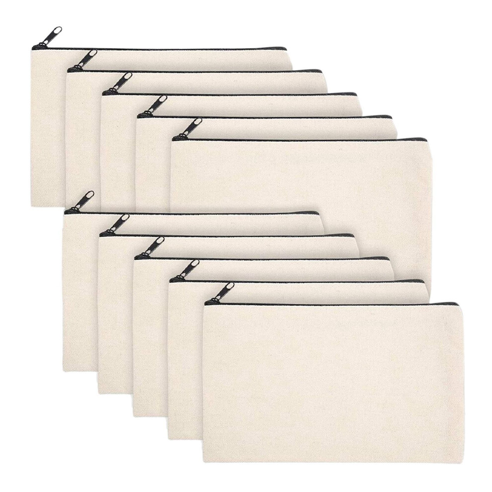 Lot de 10 trousses à maquillage vierges en toile pour loisirs créatifs