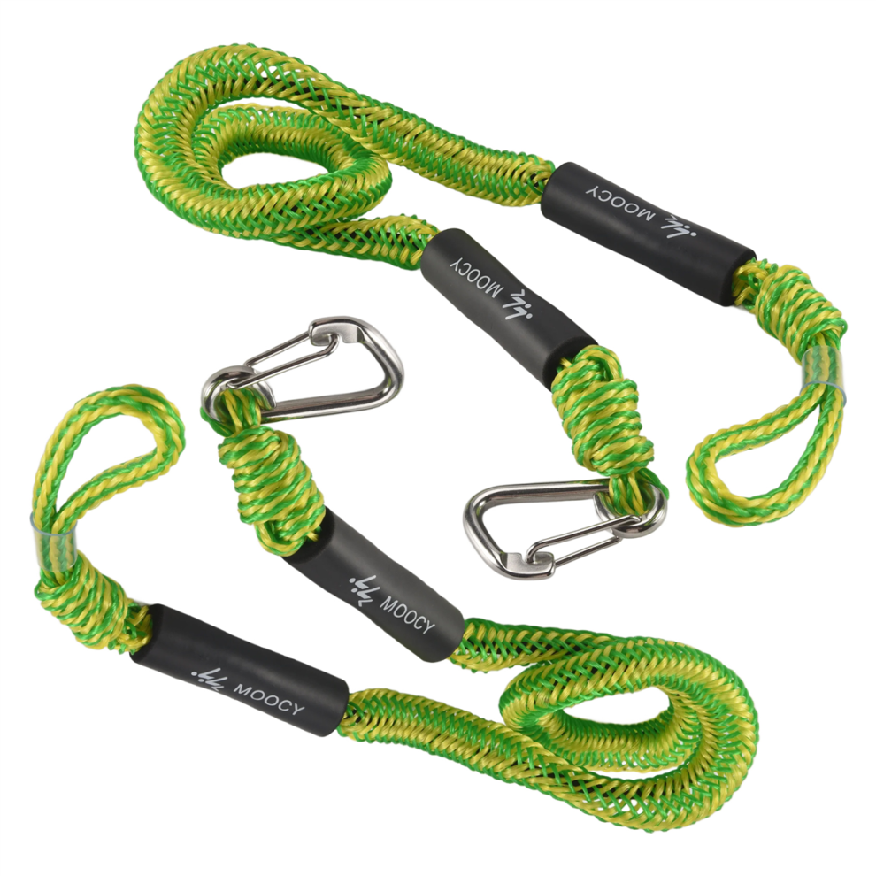 Lot de 2 cordes d'amarrage élastiques pour bateau avec crochet, accessoires pour bateaux, ponton, jet ski, waverunner, kayak