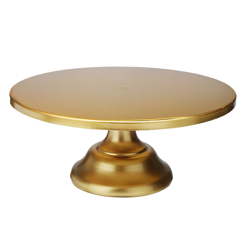 Présentoir à gâteaux rond en fer de 12 pouces, support à dessert sur pied pour assiette à gâteau, fête d'anniversaire de mariage - Doré