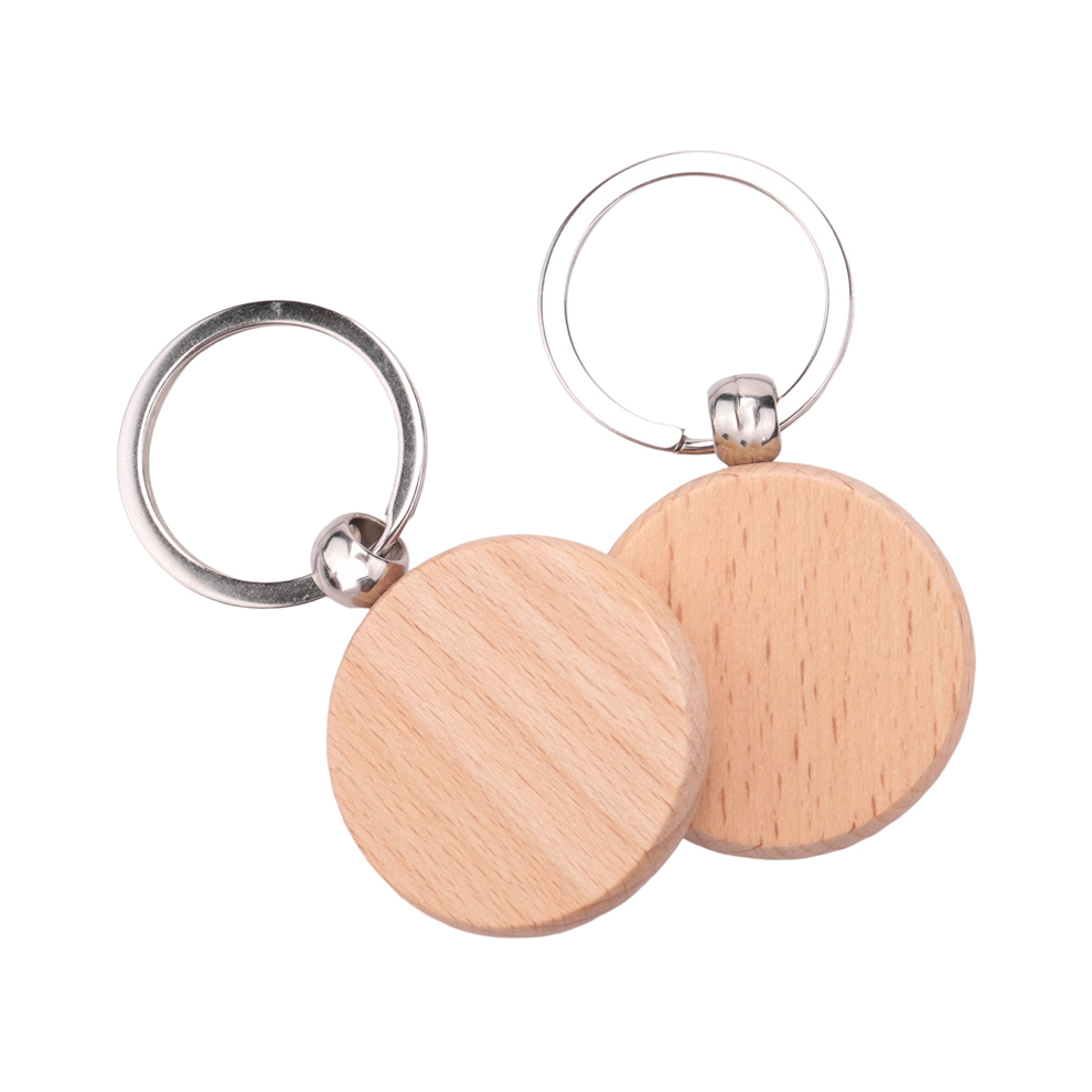 100Pcs Blank Round Wooden Key Chain Diy Wood Keychains Key Tags 4763603063808