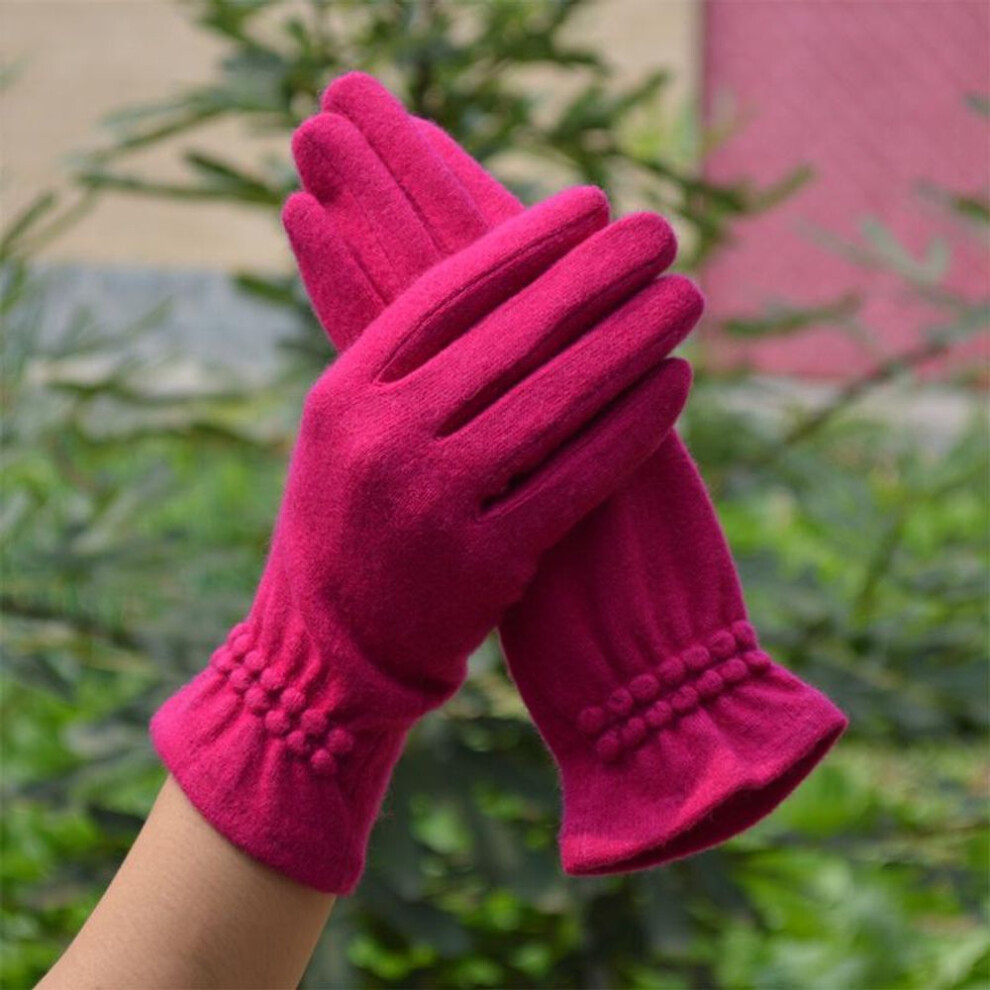 (dark pink, One size) Wool Cashmere Gloves Women&apos;s Warm Touch Touch Screen Winter Casual