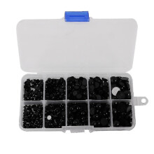 760 Pieces 4-10mm Round Plastic Black Flat Doll Eyes for Doll Animal Puppet Diy Making