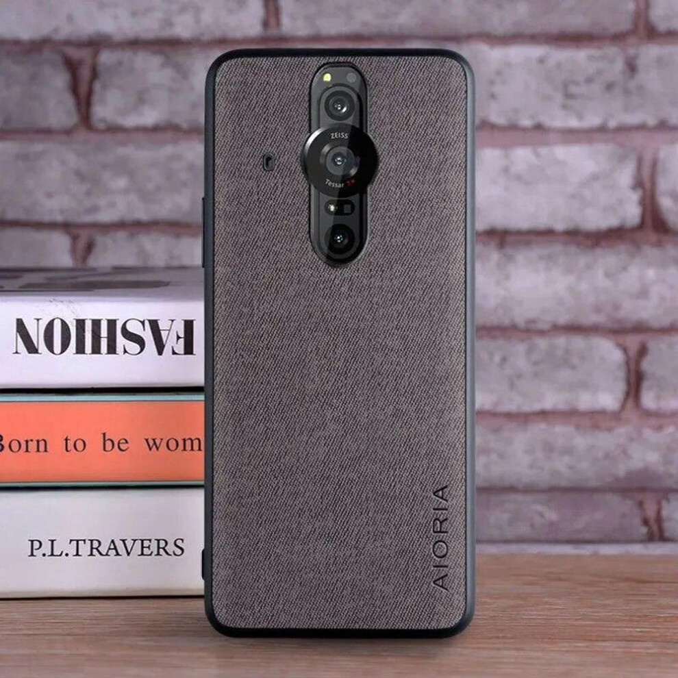 (dark gray, sony xperia pro i) Case for Sony Xperia Pro I Pro-I 1 coque Luxury textile Leather skin soft phone cover for sony xperia pro i case funda capa