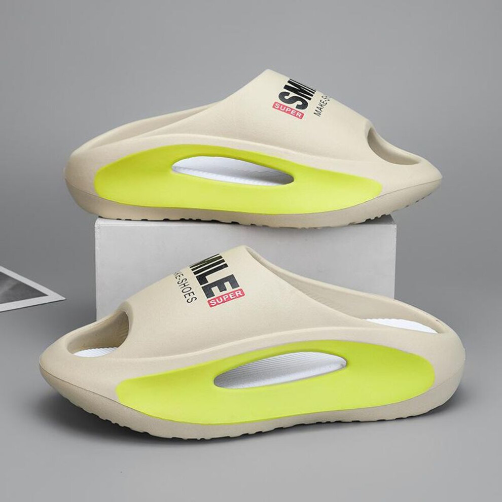 (yellow, 36-37) Slippers for Men&apos;s Summer New Style Anti-skid Thick Sole Sandals with Hollowed Out Comfortable Casual Beach Shoes