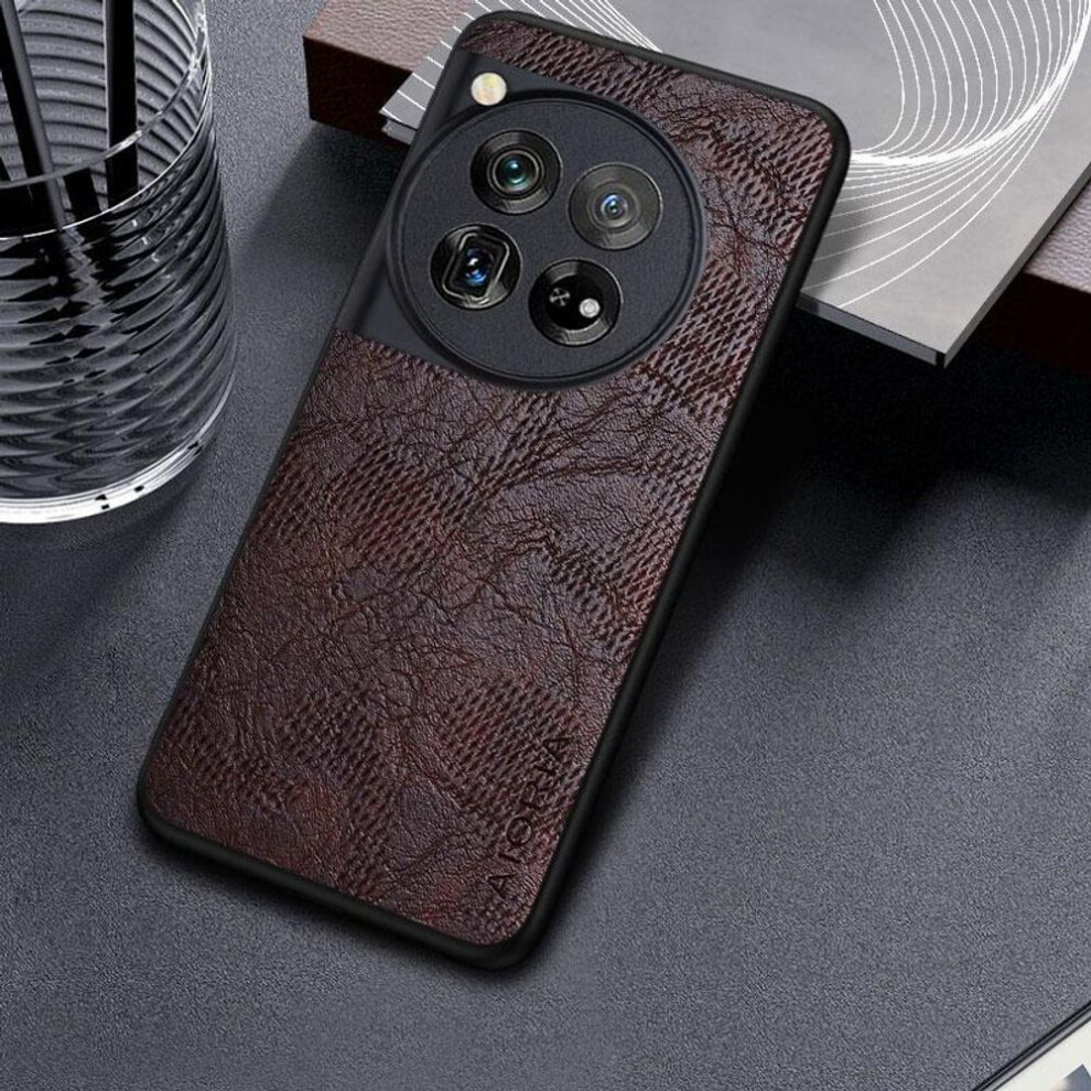 (Coffee, Oneplus 12) Case For Oneplus 12R 12 5G Business Wind Cortex Pattern Leather Cover For Oneplus 12 12R Case Brown 8116572338143