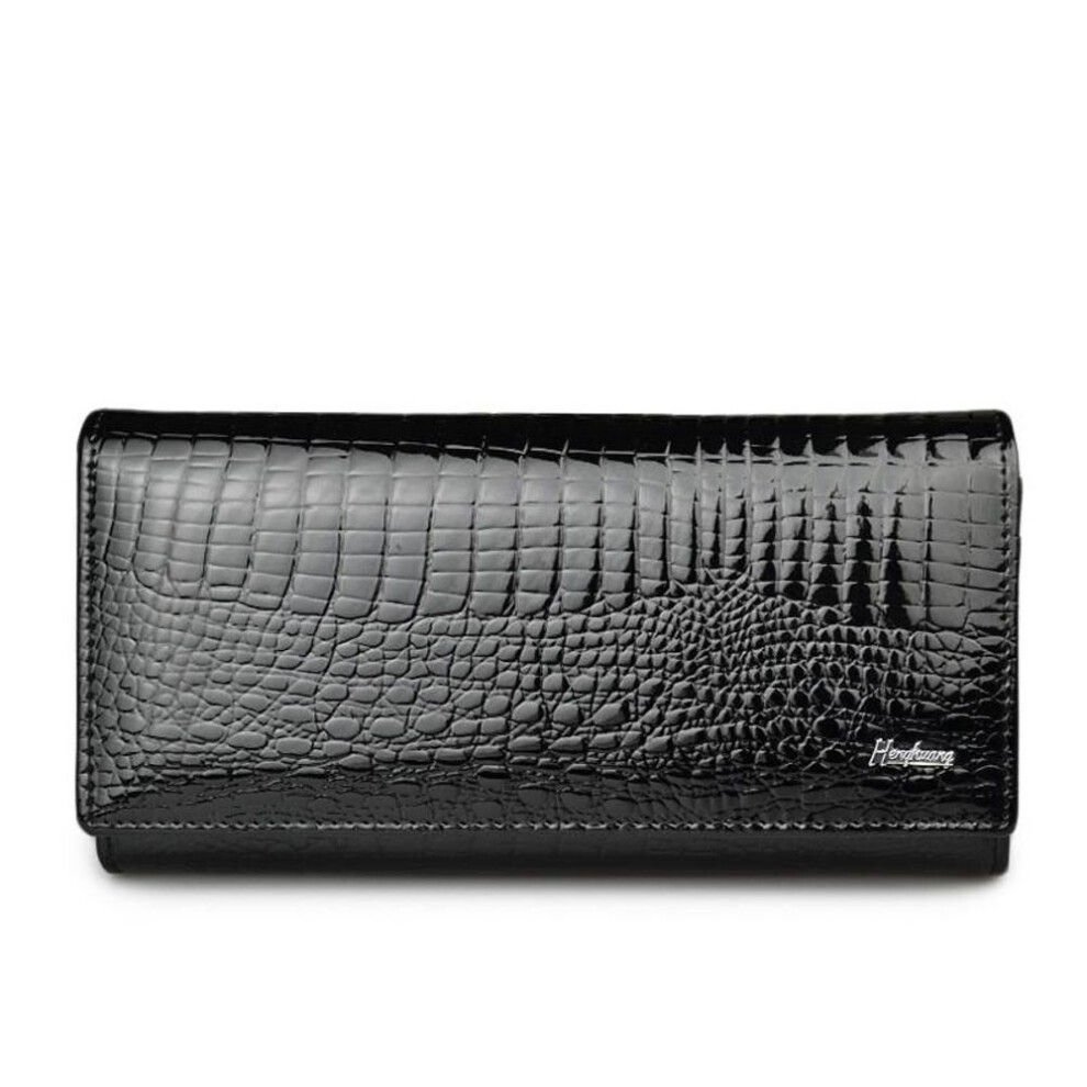 (black, 18.5*9.5*3.5cm) Women Wallets Genuine Leather Wallet Female Hasp Alligator purse Long Coin Purses Card Holders Ladies Wallets Womens Clutch Bag