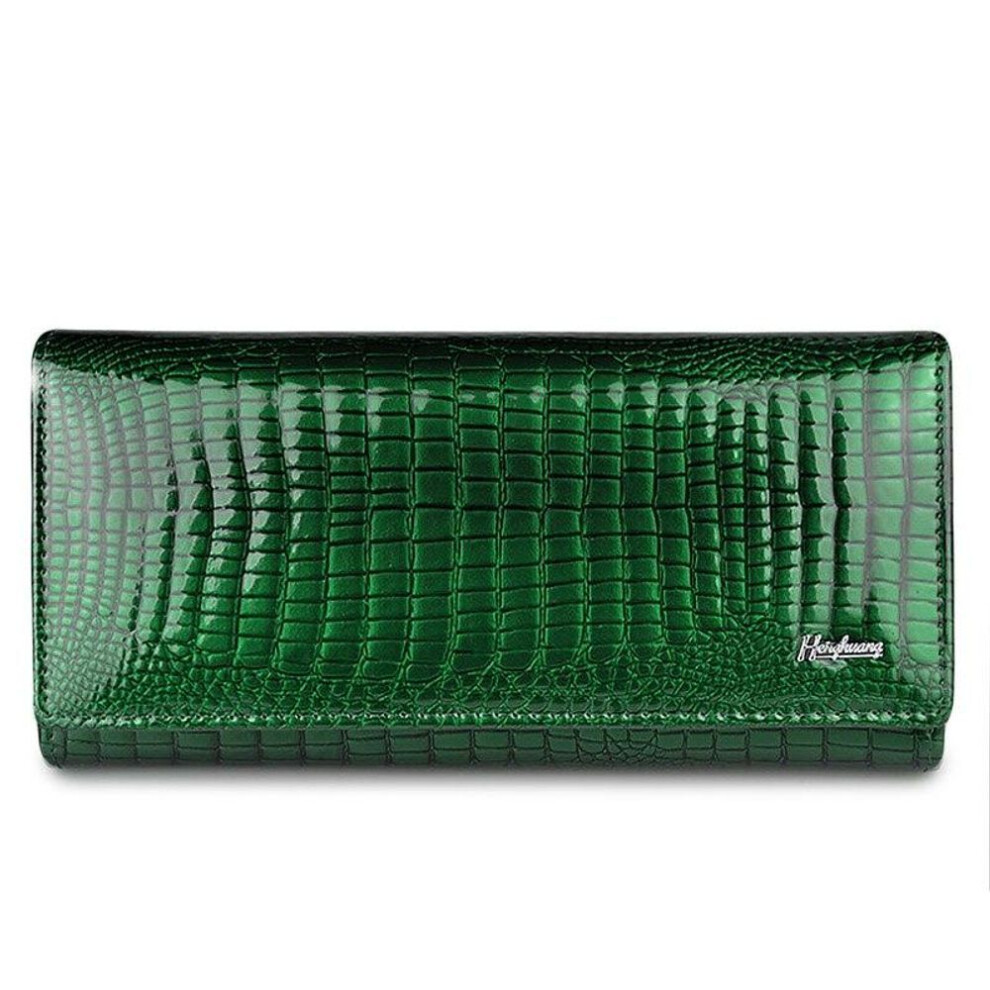 (jade,green, 18.5*9.5*3.5cm) Women Wallets Genuine Leather Wallet Female Hasp Alligator Purse Long Coin Purses Card Holders Ladies Wallets Womens Clutch Bag
