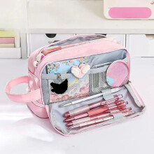 (pink, CHINA) Large Capacity Pencil Case 3 Layer Pencil Bag Student Cute Korean Stationery Pen Holder Case Children's School Supplies