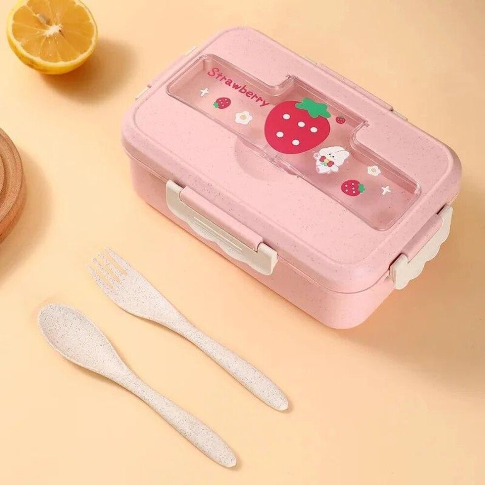 (red) Cute Lunch Box For Kids Girls Boys With Compartments Bento Lunchbox School Child Leakproof Children&apos;s Food Snack Boxes New 2023