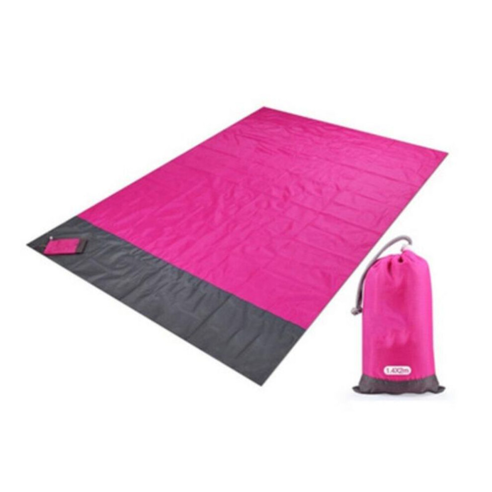 (pink) Waterproof Pocket Beach Blanket Outdoor Picnic Camping Mat Portable Folding Mat Sand Beach Mat