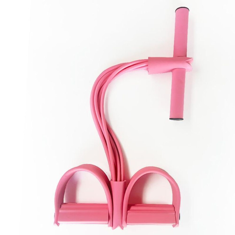 (pink, 6 Tube) 6 Tube/4 Tube Puller Pedal Tension Rope Abdominal Exerciser Fitness Elastic Sit Up Pull Rope Home Gym Sport Training Equipment