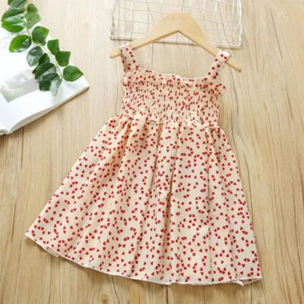 (apricot, 10) Girls Floral Slip Dress Summer Polka Dot Dress for Girls Sleeveless Dress 4-8 Year Old