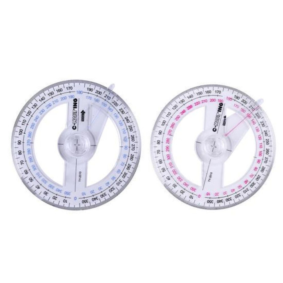 2Pcs Convenient Protractor Easy Use Plastic Portable 360 Degree Angle Ruler Daily