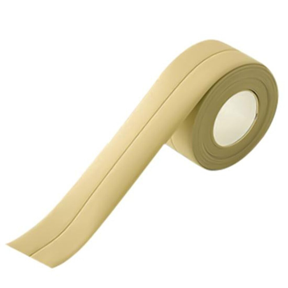 (beige) 3.2m Solid Color Moisture-proof Caulk Strip Tape Good Stickiness Pvc Self Adhesive Sealing Strip Tape Bathroom