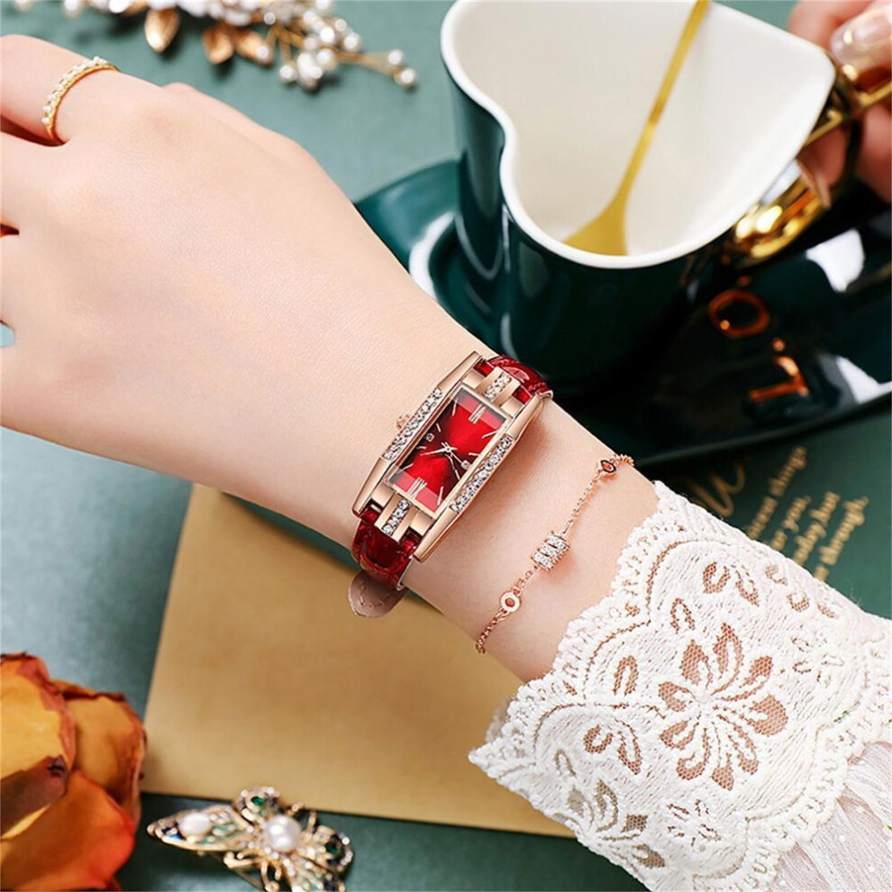 (as the picture, A) (bling)lady Watch With Square Roman Numerals Dial Vintage Dress Watch Rhinestone Wristwatches
