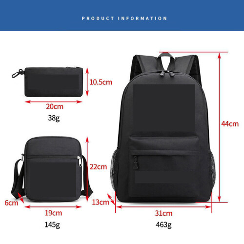(Blue pattern) Mr Beast Lightning Cat School Bag Backpack Pencil Case Shoulder Bag Three-piece Set _b 1