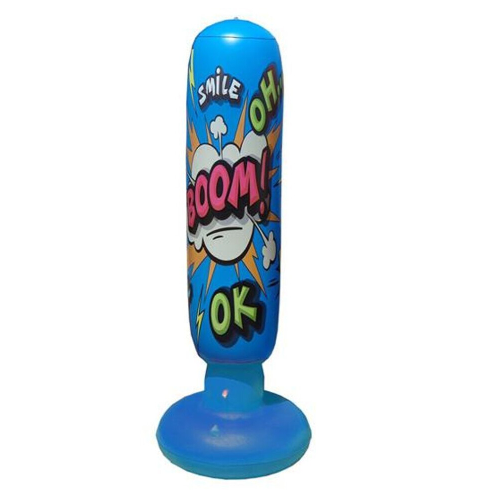 (blue) Kids Inflatable Punching Bag Exquisite Pattern Vibrant Color PVC Waterproof Karate Punching Bag Boxing Equipment