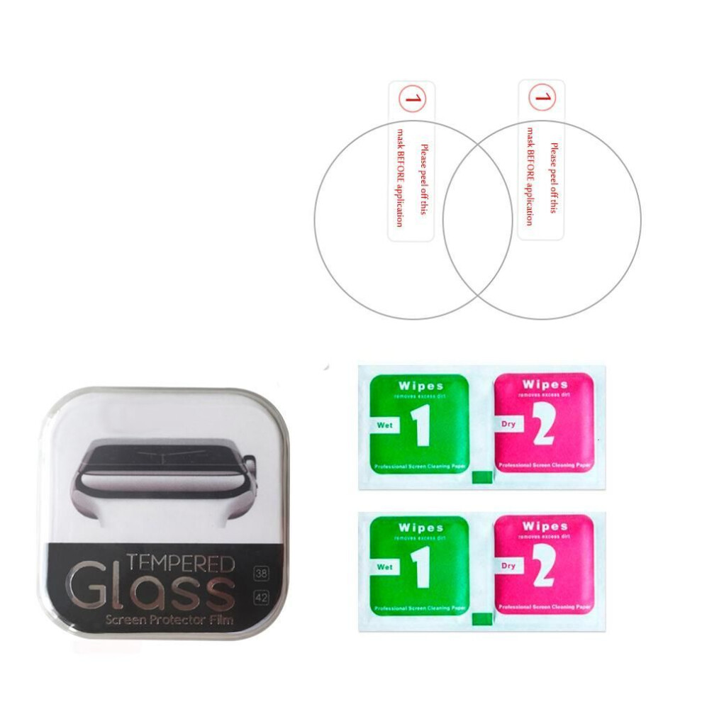 (as the picture, 38MM) 2Pcs Diameter 34-43mm Universal Round Tempered Glass For Armani Casio Xiaomi Samsung Smart Watch Protective Film Screen Protector Cover