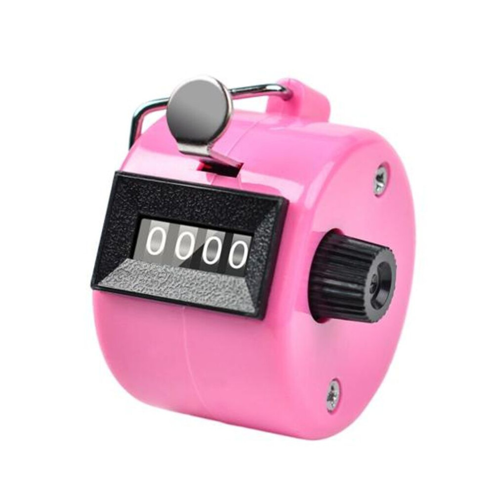 (pink) Metal Hand Tally Counter Clicker With 4 Digit Display No Battery Required Compact Size Portable Mechanical Clicker Counter Sports Supplies