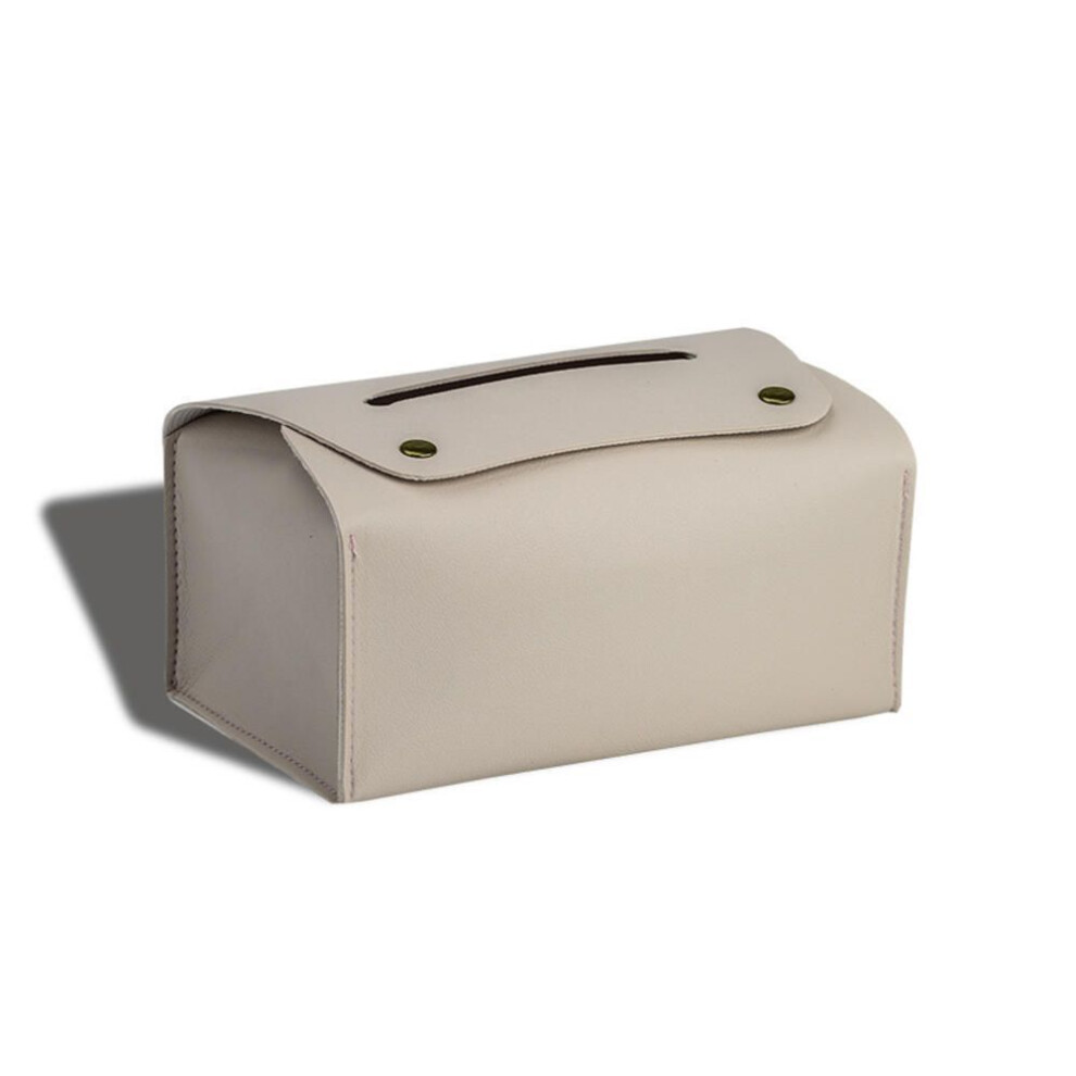 (white) Leather Napkin Holder Tissue Bag Foldable Paper Organizers Box