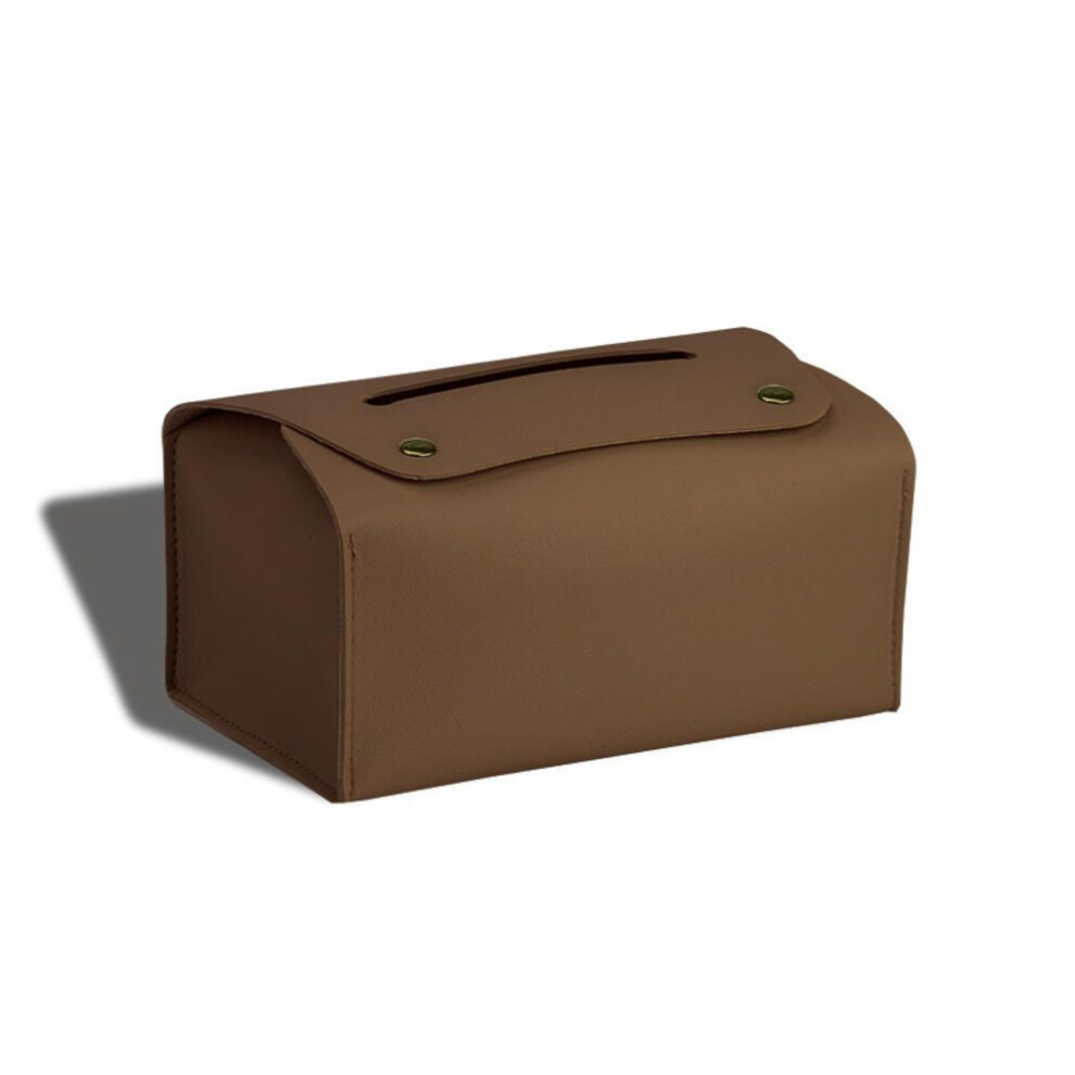 (brown) Leather Napkin Holder Tissue Bag Foldable Paper Organizers Box
