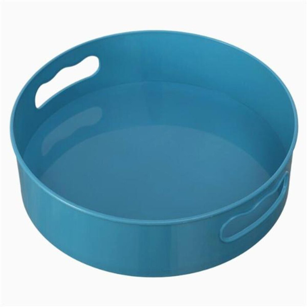 (blue) 360 Rotating Tray Kitchen Storage Containers For Spice Jar Snack Food Tray Bathroom Storage Box Non Slip Cosmetics Organizer