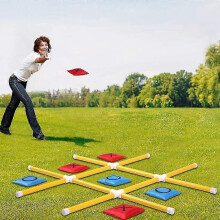 Giant Tic Tac Toe Game Outdoor Indoor for Family, Outdoor Bean Bag Toss Game for Adults And Kids