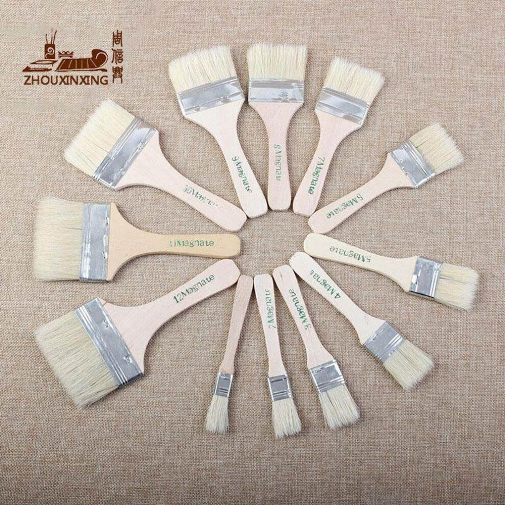 Jowoart 12pcs/set,bbq Brush Paint Tool Keyboard Pig Wool Dust Brush Kids Art Drawing Art Supplies Easy To Clean Wooden Cleaning Brush