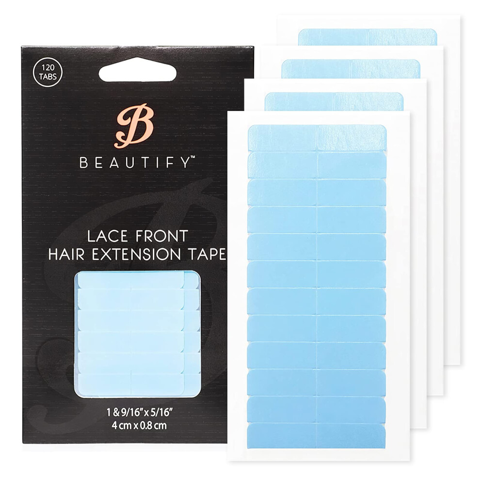 Walker Tape Co Unisex Blue,White,Clear Beautify Lace Front Double Sided Hair Extension Tape Tabs - 120 Tabs