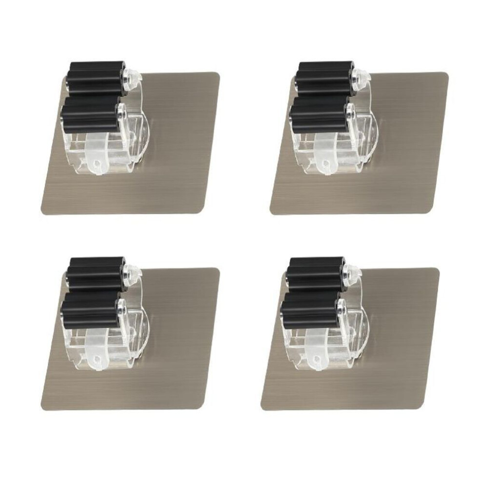(black, 4pcs) 1/2/4pcs Adhesive Multi-purpose Hooks Wall Mounted Mop Organizer Holder Rackbrush Broom Hanger Hook Kitchen Bathroom Strong Hooks