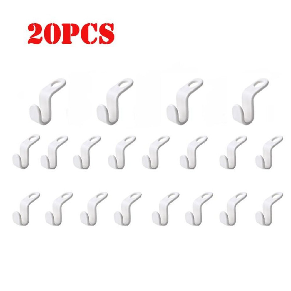 (as the picture, 20pcs) Multi-function Wardrobe Space-save Stack Hanger Hook Coat Hook Plastic Closet Stack Hanger Rack Bedroom Storage Organizer
