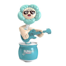 (Blue)Electric Dancing Flower Toy Shaking Flower Toy Shaking Playing The Guitar Toy Flower