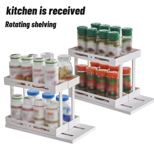 Pullout kitchen spice rack condiment storage rack under sink drawer household multilayer countertop storage rack 2