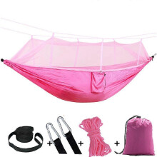 Outdoor hammock camping hammock with mosquito net and rain cover tent tarp waterproof outdoor matPink