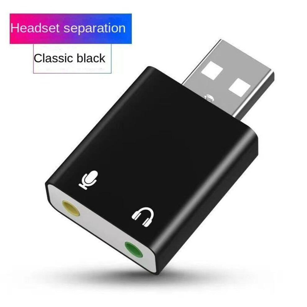 (black) Usb Headphone Converter Driver-free, USB To 3.5mm Computer Audio Cable, Apple Microphone Adapter, External Sound Card